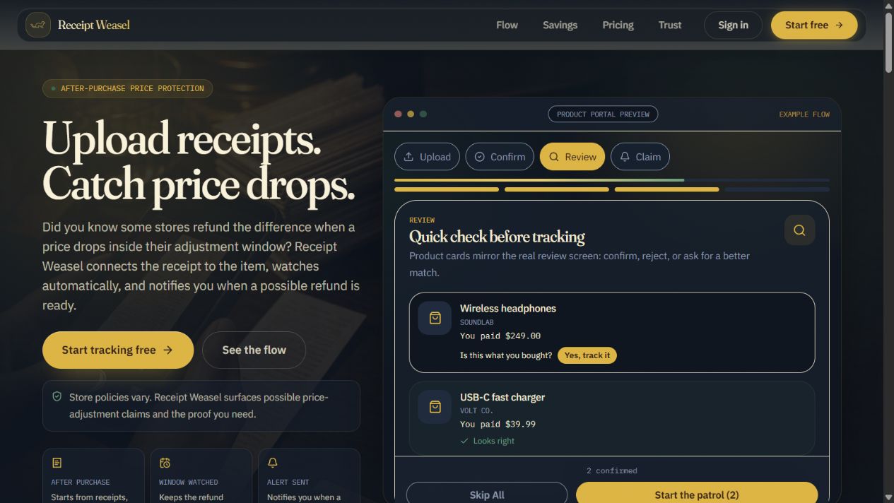 Receipt Weasel landing page